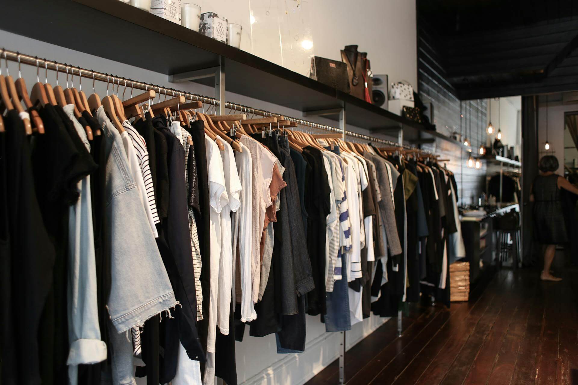 Clothes Hanging on a Rack Retail