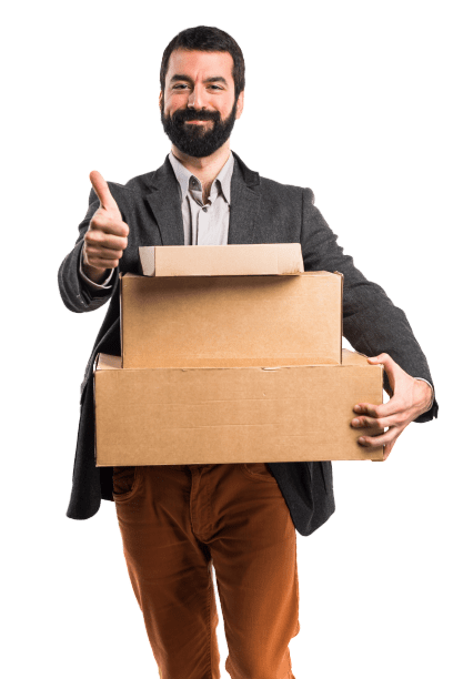 Smiling Guy with Boxes and Thumbs Up SB Website Image